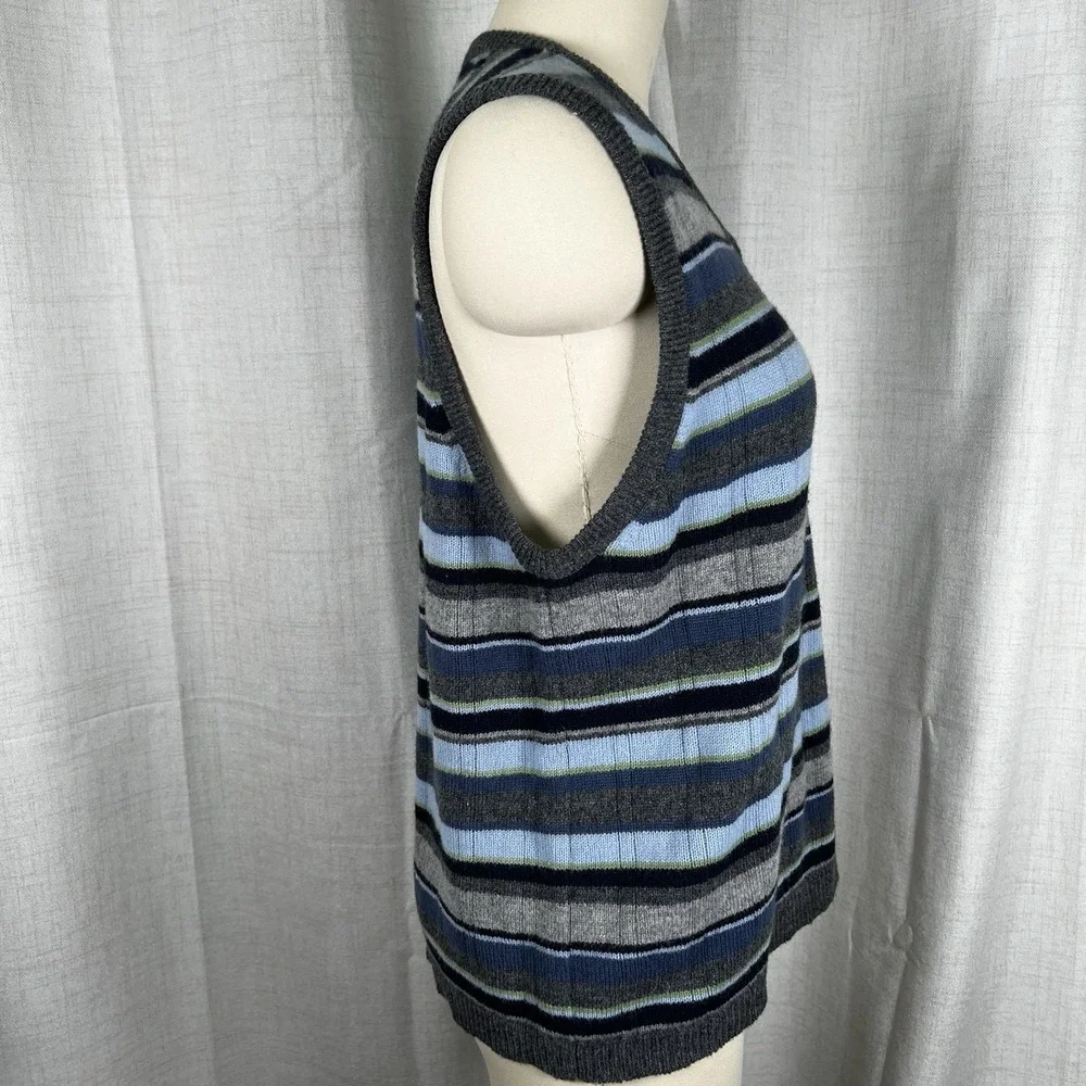 Vintage J. Crew Sweater‎ Vest Men's XL Striped Lambswool Preppy 90s Golf Grandpa